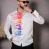 White club wear printed satin cotton shirt